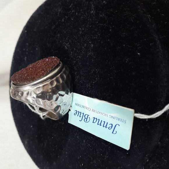 JENNA BLUE RED DRUZY STERLING SILVER 925 RING - Picture 5 of 7